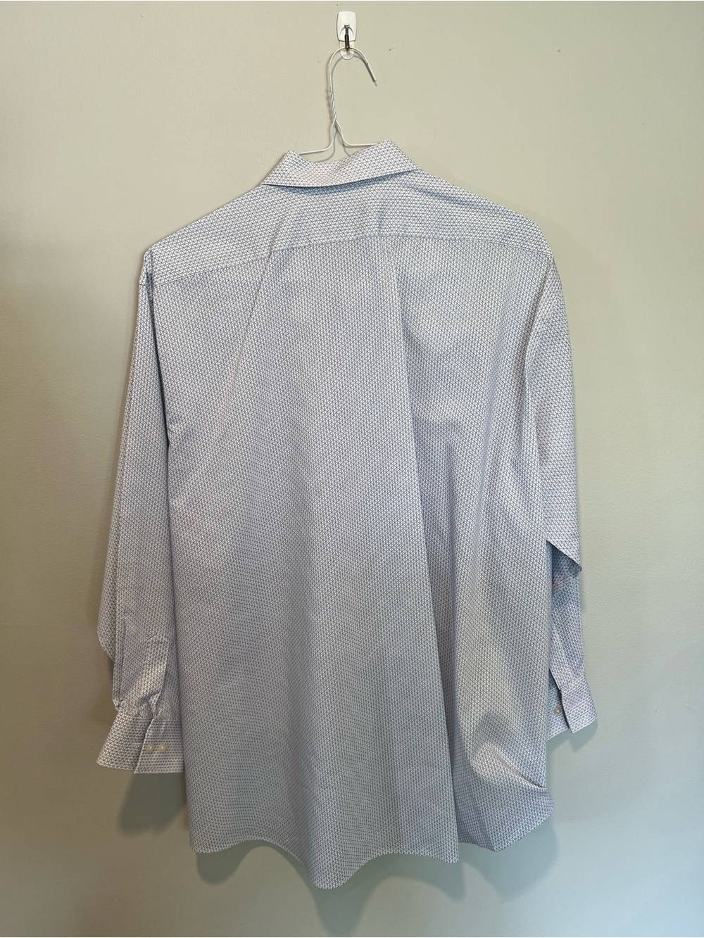 Van Heusen Flex Mens White Blue Geometric Dress Shirt 18 34/35 Regular Fit - Picture 4 of 4